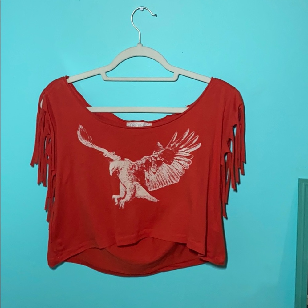 orange eagle crop top